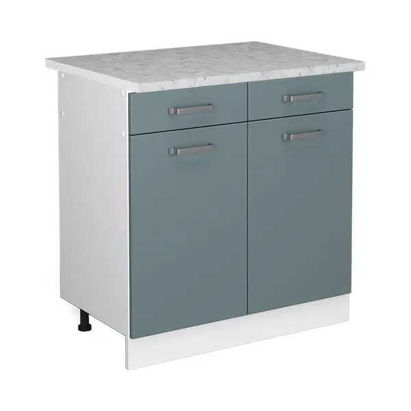 Vicco Küchenunterschrank R-Line Schubladenschrank Für Die Küche Blau-Grau/Weiß 80 Cm Ap Marmor thumbnail