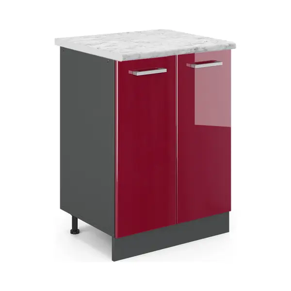 Vicco - Küchenunterschrank R-line, Bordeaux Hochglanz, 60 Cm Ap Marmor thumbnail