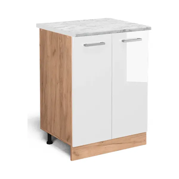 Vicco - Küchenunterschrank R-line, Weiß Hochglanz, 60 Cm Ap Marmor thumbnail
