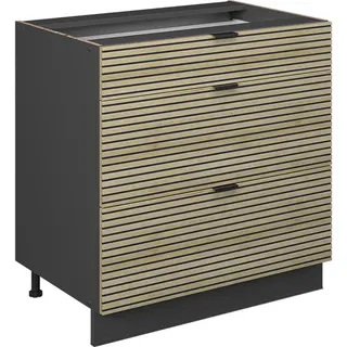 Vicco Fame-Line Keukenonderkast – 80 Cm Met 3 Laden, Zonder Werkblad Eiken Paneel