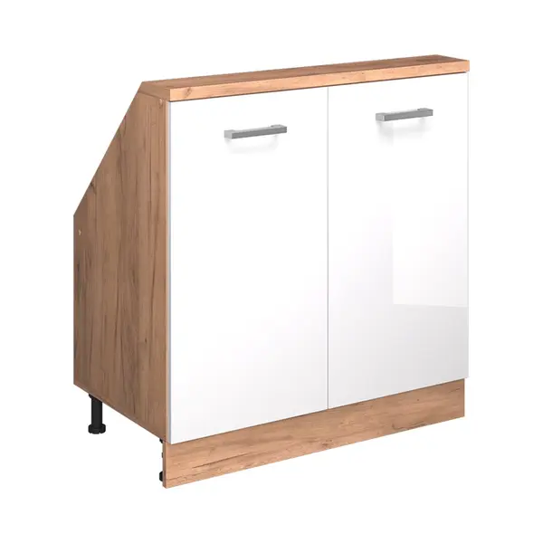 Dachschrägenschrank Rion, Goldkraft Eiche/weiß Hochglanz, Mit 2 Türen, Vicco thumbnail