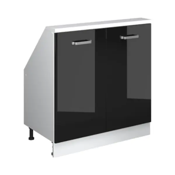 Dachschrägenschrank Rion, Schwarz-eiche Hochglanz/weiß, Mit 2 Türen, Vicco thumbnail