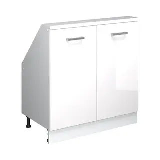 Vicco Rion Kast Voor Schuine Wand – Met 2 Deuren Wit Hoogglans/wit
