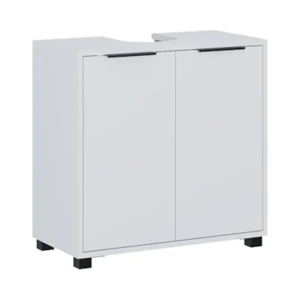 Vicco Meuble Vasque Simple "Alina", Blanc, 60x60cm Avec Portes, Pour Le Rangement Des Accessoires De Salle De Bain Sous Le Lavabo thumbnail
