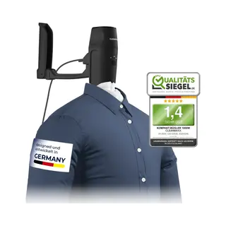 CLEANmaxx Pro Kompakt Strijkijzer Voor Overhemden - Eenvoudig Op Te Hangen Aan De Deur & Automatisch Strijken - Zwart/zilver