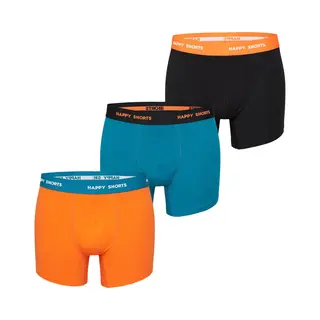 Happy Shorts, Herren, Unterhosen, Boxershort Casual Bequem Sitzend, Orange, (L, 3er Pack)