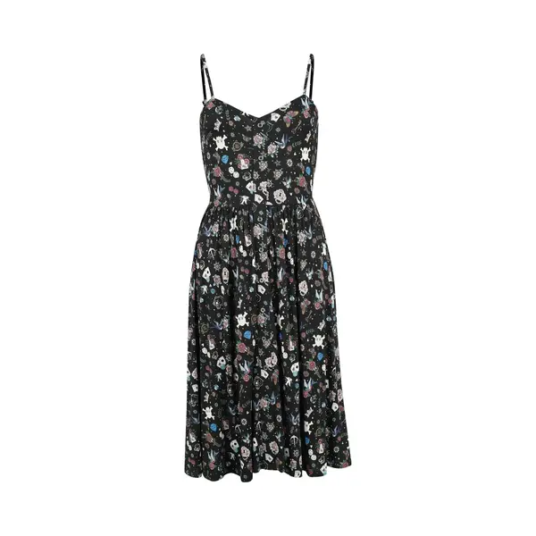 Rock Rebel By Emp Midi-jurk - Dress With Old School Print - S Tot Xxl - Voor Vrouwen - Zwart thumbnail