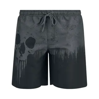 Black Premium By Emp Swim Shorts With Skull Print Swim Shorts Grey Black