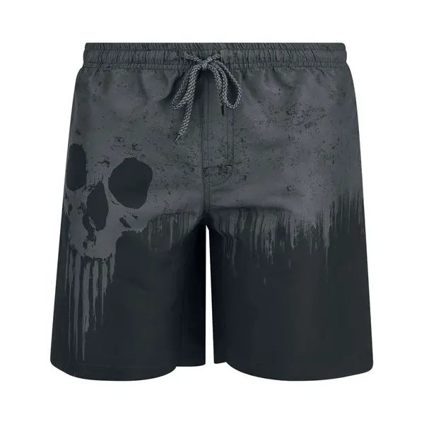 Black Premium By Emp Swim Shorts With Skull Print Swim Shorts Grey Black thumbnail