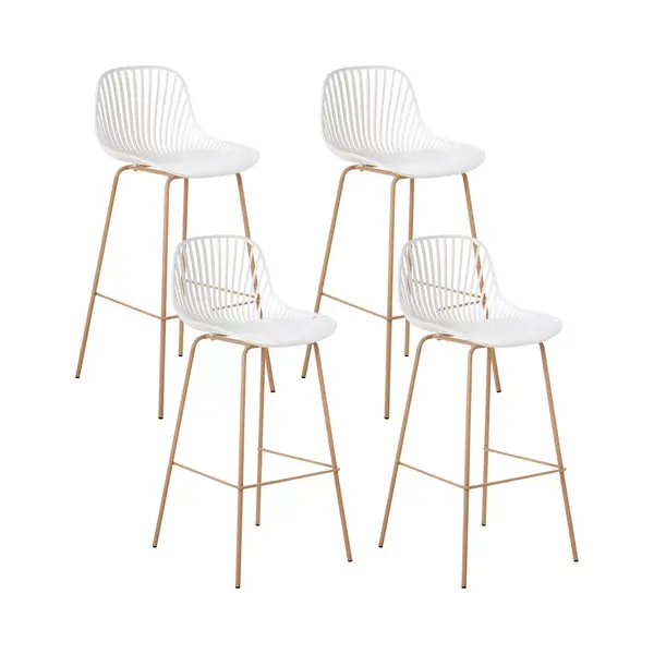 Beliani Kleve - Set Van 4 Barstoelen - Wit - Synthetisch Materiaal thumbnail
