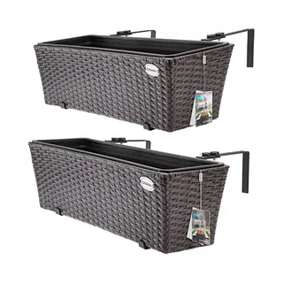 Casaria® Polyrotan Balkonbak Set Van 2 Bruin