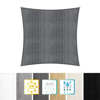 Vierkante Luifel Van Lumaland Incl. Spankoorden|Vierkant 3 X 3 M| 160 G/m² - Donkergrijs
