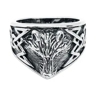 EtNox Wolf's Head Heren Ring - Zilverkleurig - M