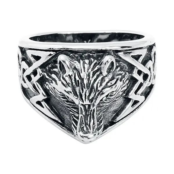EtNox Wolfskopf Ring Silberfarben thumbnail