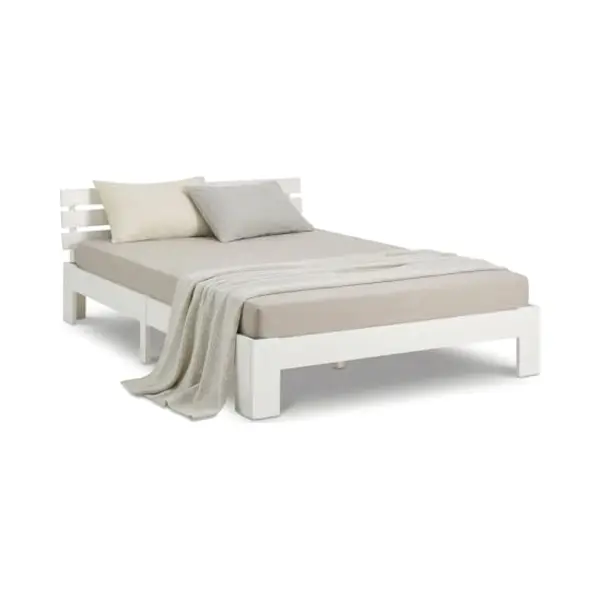 Homestyle4u Holzbett 90x200 120x200 140x200 160x200 180x200 Doppelbett Kopfteil Lattenrost (Set, Mit Lattenrost, Weiß), 120x200, Modern, Stabil thumbnail