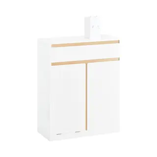 SoBuy BZR79-W - Badkamer Onderkast - 2-in-1 Met Lade&Wasmand - Wit