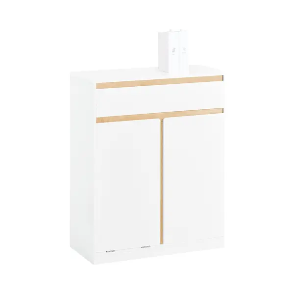 SoBuy BZR79-W - Badkamer Onderkast - 2-in-1 Met Lade&Wasmand - Wit thumbnail