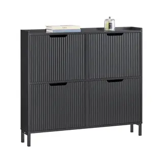 Sobuy 4 Flip-drawers Shoe Rack Storage Cupboard Organizer, fsr177-l-sch