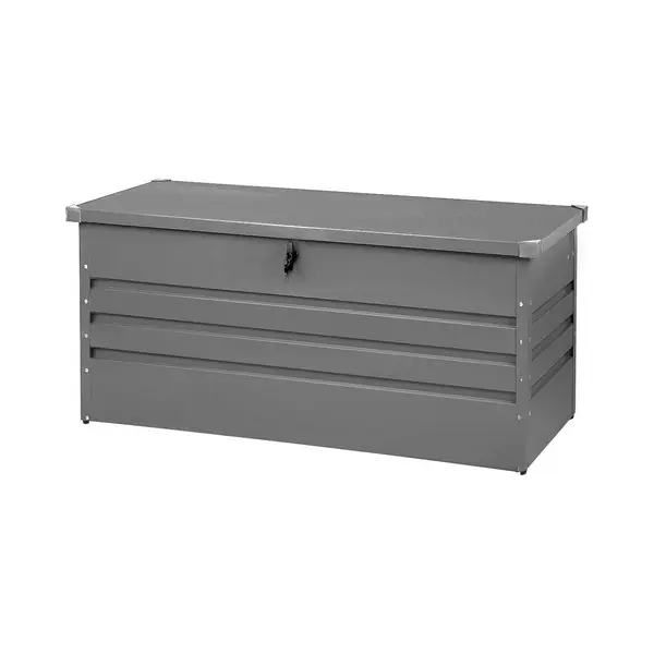 Beliani Große Metall-Gartentruhe 400 L Grau Kissenbox Auflagenbox Für Die Terrasse Wasserdicht Aufbewahrungsbox Gartenbox Cebrosa thumbnail