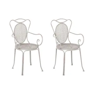 Beliani - Modern Outdoor Garden Bistro Set Of 2 Chairs Grey Metal Cilento
