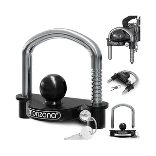 monzana® Aanhangwagenslot Zwart 157x79x150mm