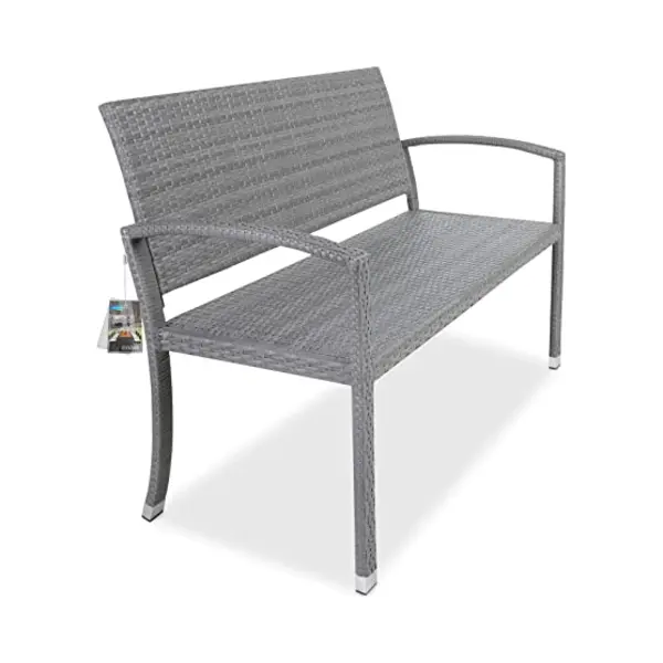 Casaria® Polyrattan Gartenbank Grau 122x58x87cm thumbnail
