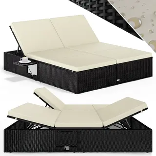 Casaria Ligbed - Tweepersoons Polyrattan 200x160cm Verstelbaar - Zwart