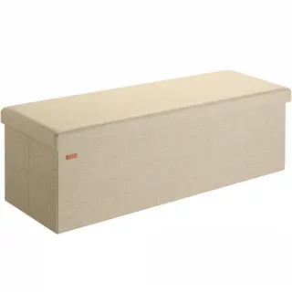 Sitzbank Mit Stauraum Faltbar Gepolstert Deckel Schlafzimmer Wohnzimmer Flur Sitztruhe Truhenbank Polsterbank Xl - Beige - Casaria