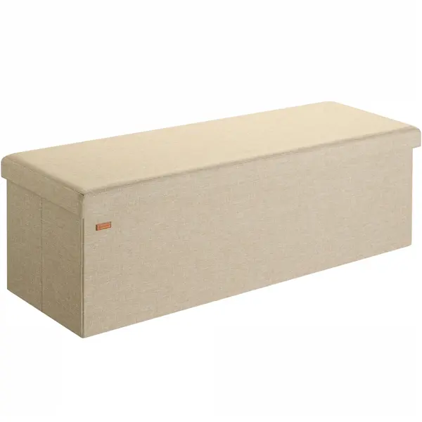 Sitzbank Mit Stauraum Faltbar Gepolstert Deckel Schlafzimmer Wohnzimmer Flur Sitztruhe Truhenbank Polsterbank Xl - Beige - Casaria thumbnail