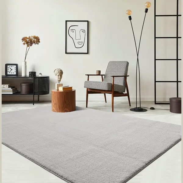 The Carpet Relax Rug, Modern, Fluffy, Short Pile, Non-Slip Underside, Washable Up To 30°C, Super-Soft, Fur Look, Sand, 80 X 300 Cm thumbnail