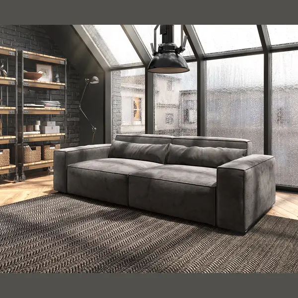 Delife Big-Sofa Sirpio 230x95 Cm Microvezel Kaki Bruin thumbnail