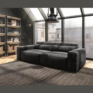 Delife Big-Sofa Sirpio 230x95 Cm Mikrofaser Schwarz
