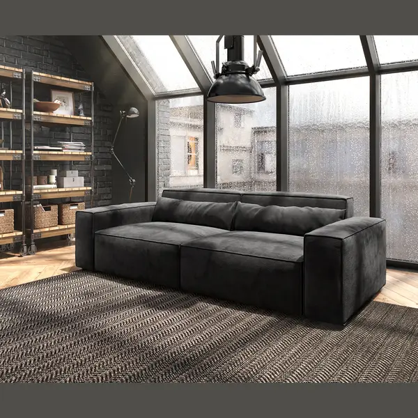 Delife Big-Sofa Sirpio 230x95 Cm Mikrofaser Schwarz thumbnail