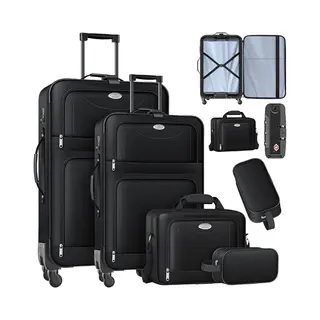 Kesser Kofferset, 4 Rollen, (4 Tlg., Kosmetiktasche Handgepäck Leichter Koffer & Große Koffer), Mit 3-Ziffern-Tsa-Schloss, 360° Rollen &