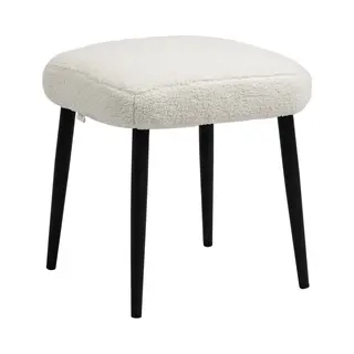 Homcom Fußhocker Fußstütze Mit Kaschmir-Optik, Stahlbeine (Sitzhocker Quadratischer, 1 St., Schminkhocker), Cremeweiß 42 X 42 X 44 Cm