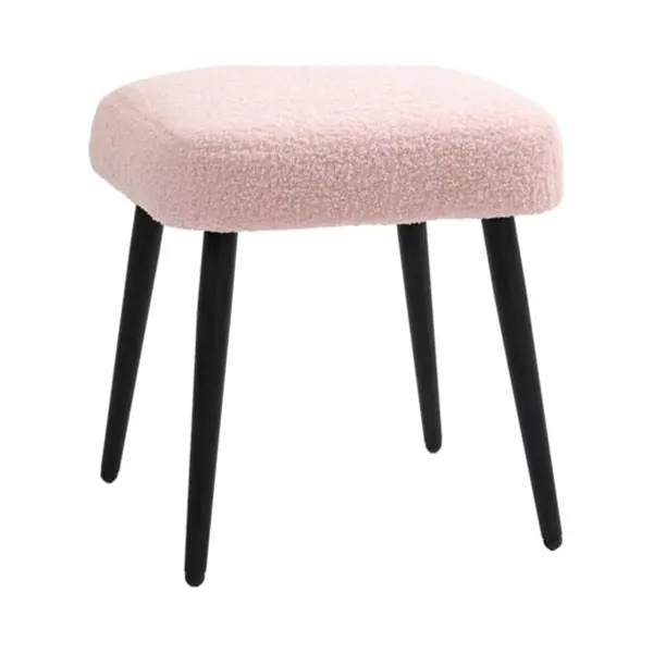 Homcom Fußhocker Schminkhocker Fußstütze Mit Kaschmir-Optik (Hocker, 1 St., Sitzhocker), Für Schlafzimmer, Stahlbeine, Rosa thumbnail