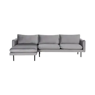 Beliani Ecksofa 4-sitzer Vinterbro Samtstoff Grau Rechtsseitig