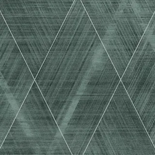 Profhome - 3d Wallcovering Wall 388242 Hot Embossed Non-woven Wallpaper Slightly Textured With Chevron Pattern And Metallic Highlights Green Silver