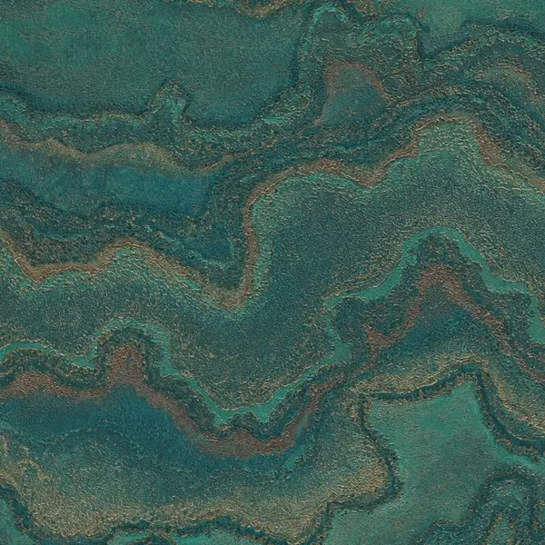 Profhome - Graphic Wallpaper Wall 396593 Hot Embossed Non-woven Wallpaper Textured In Marble Look And Metallic Effect Green Teal Gold 5.33 M2 thumbnail