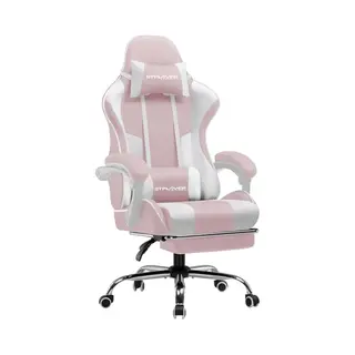 Gtplayer Gamingstoel 135° Verstelbaar, Ergonomisch, Met Uitschuifbare Voetsteun - Roze Stof