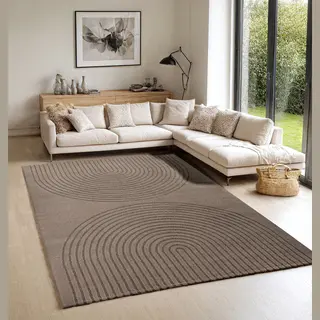 The Carpet Elisa – Zacht Hoogpolig Woonkamer Vloerkleed, Modern Design Tapijt Met Geometrisch Patroon, Bruin, 80 X 150 Cm