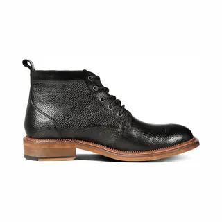 Allthemen Heren Chukka's Ronde Neus Retro - Volgraan Leer - Zwart - 43