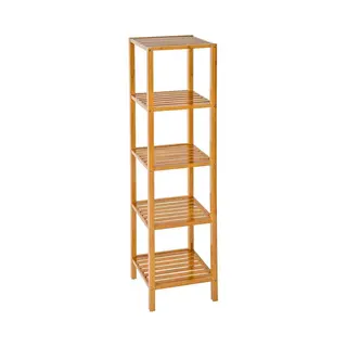 Tectake 5 Shelf Bamboo Standing Bathroom Storage Rack