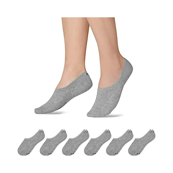 Snocks Füßlinge Für Damen Und Herren Aus Bio-Baumwolle 6 Paar - Rutschfeste Und Unsichtbare Sneakersocken - Kurze Socken Gr. 39-42 - Farbe Hellgrau thumbnail