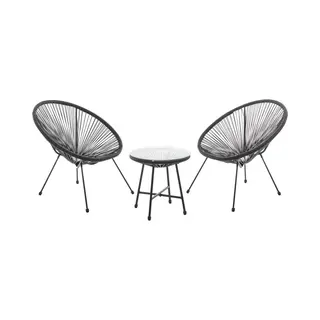 Balkonmöbel Set Ostana 3-teilig - Tisch & 2 Sessel - Stilvolle Sitzgruppe Für Balkon, Terrasse & Garten - Gartenmöbel Balkonset Schwarz - Juskys