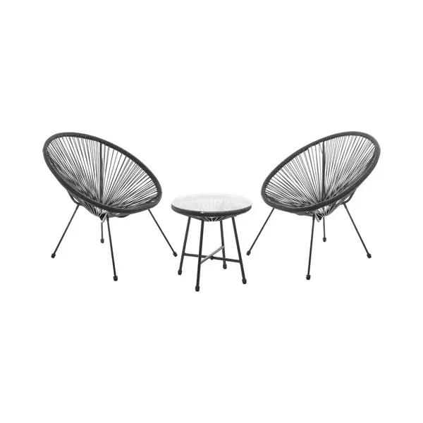 Balkonmöbel Set Ostana 3-teilig - Tisch & 2 Sessel - Stilvolle Sitzgruppe Für Balkon, Terrasse & Garten - Gartenmöbel Balkonset Schwarz - Juskys thumbnail
