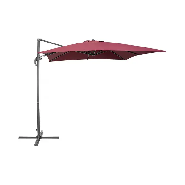 Beliani - Outdoor Cantilever Parasol Umbrella Burgundy Polyester 360 Rotation Crank Monza thumbnail