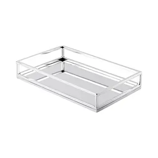 MichaelNoll Roestvrijstalen Dienblad, Luxe Zilveren Dienblad, Dienblad Met Metalen Handvat, Zilverkleurig Dienblad, Kerstdecoratie Voor Woonkamer, Eetkamer Of