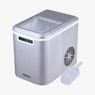 Arebos 4260627428946 ijsblokjes maker Draagbare ijsblokjesmachine 12 kg/24u 120 W Zilver