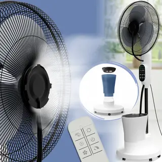 Eloneo Ventilator Staand Met Waternevel, Statiefventilator Met Afstandsbediening En Mist, Water Fan, Wit